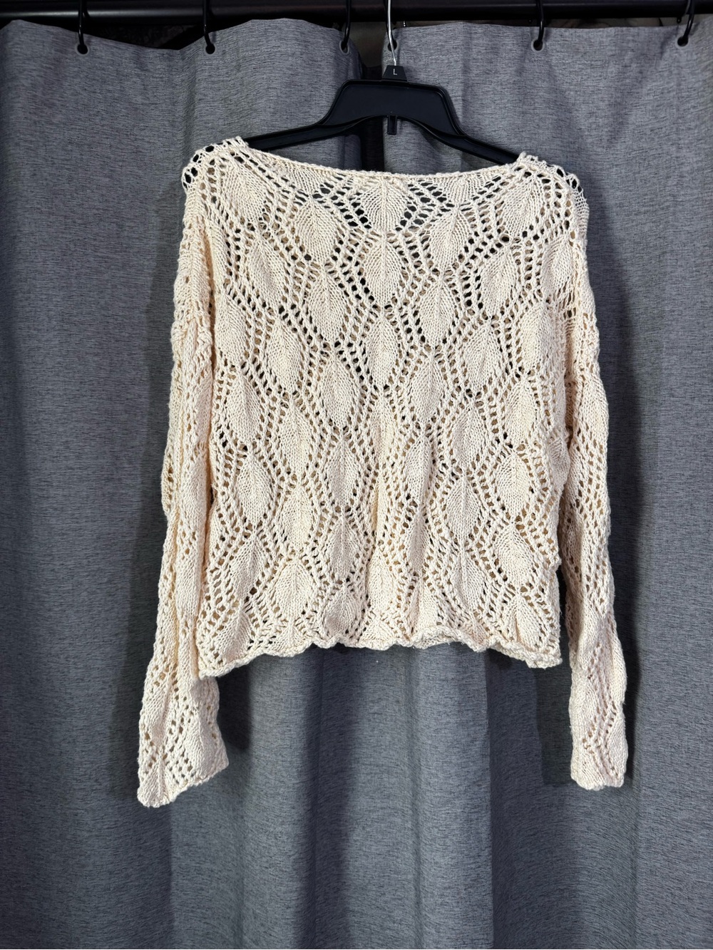 NATURAL LIFE Cream Open-Knit Scoop-Neck Sweater - Picture 3 of 3